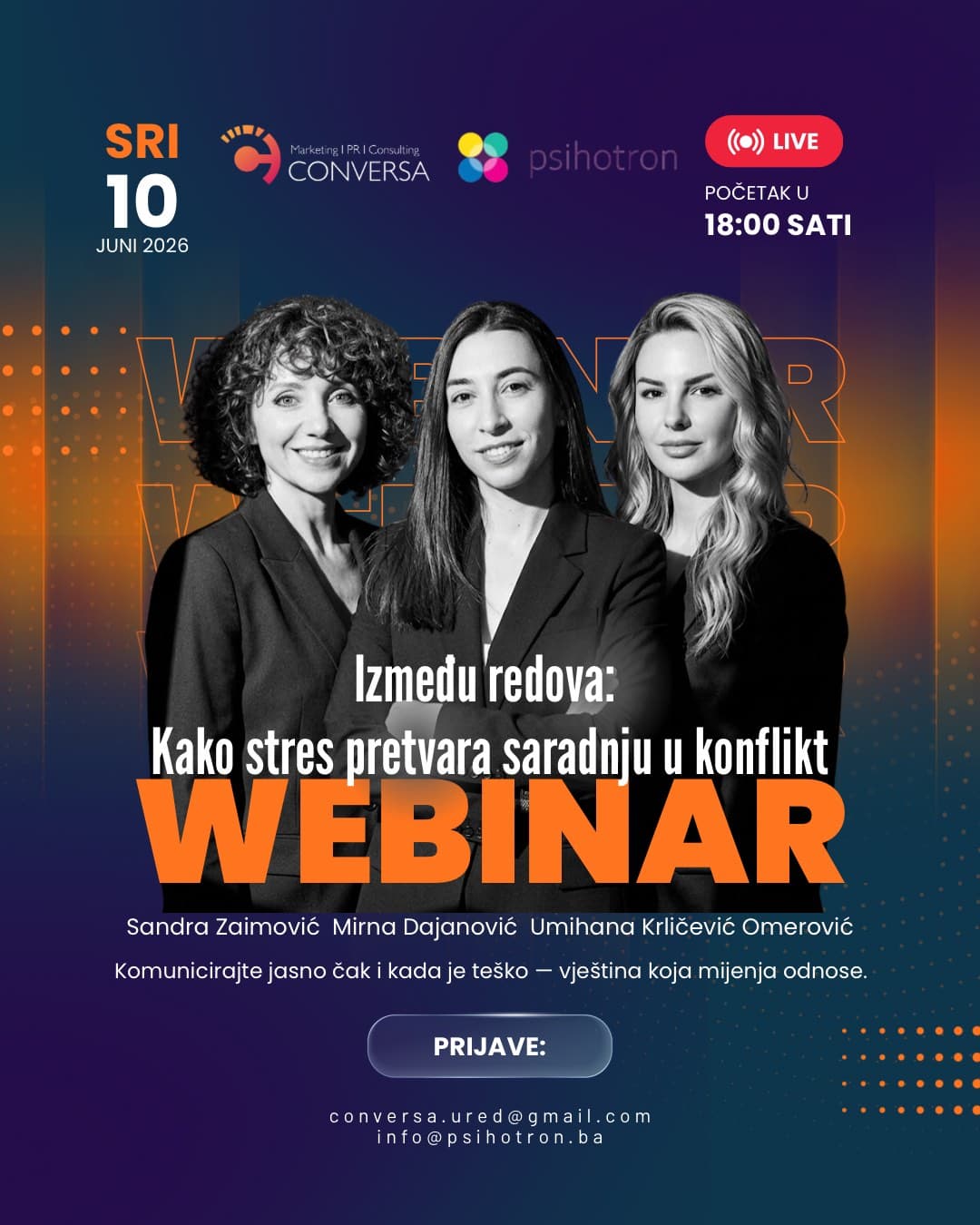 Webinar: „Između redova: Kako stres pretvara saradnju u konflikt“